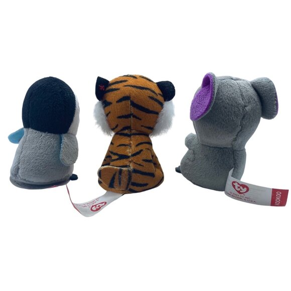 Ty Beanie Boos Set Of 3 Plush Animal Toys Tiggs Tiger Penguin Kookoo Koala - Picture 2 of 4